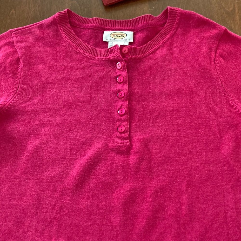Talbots fuchsia lightweight sweater shirt